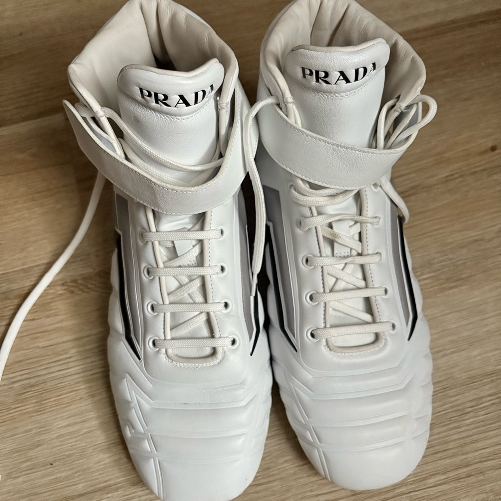 Prada White Lace-Up High-Tops